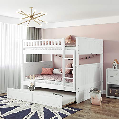 Twin Over Full Bunk Bed with Slide and Stairs for Kids I642