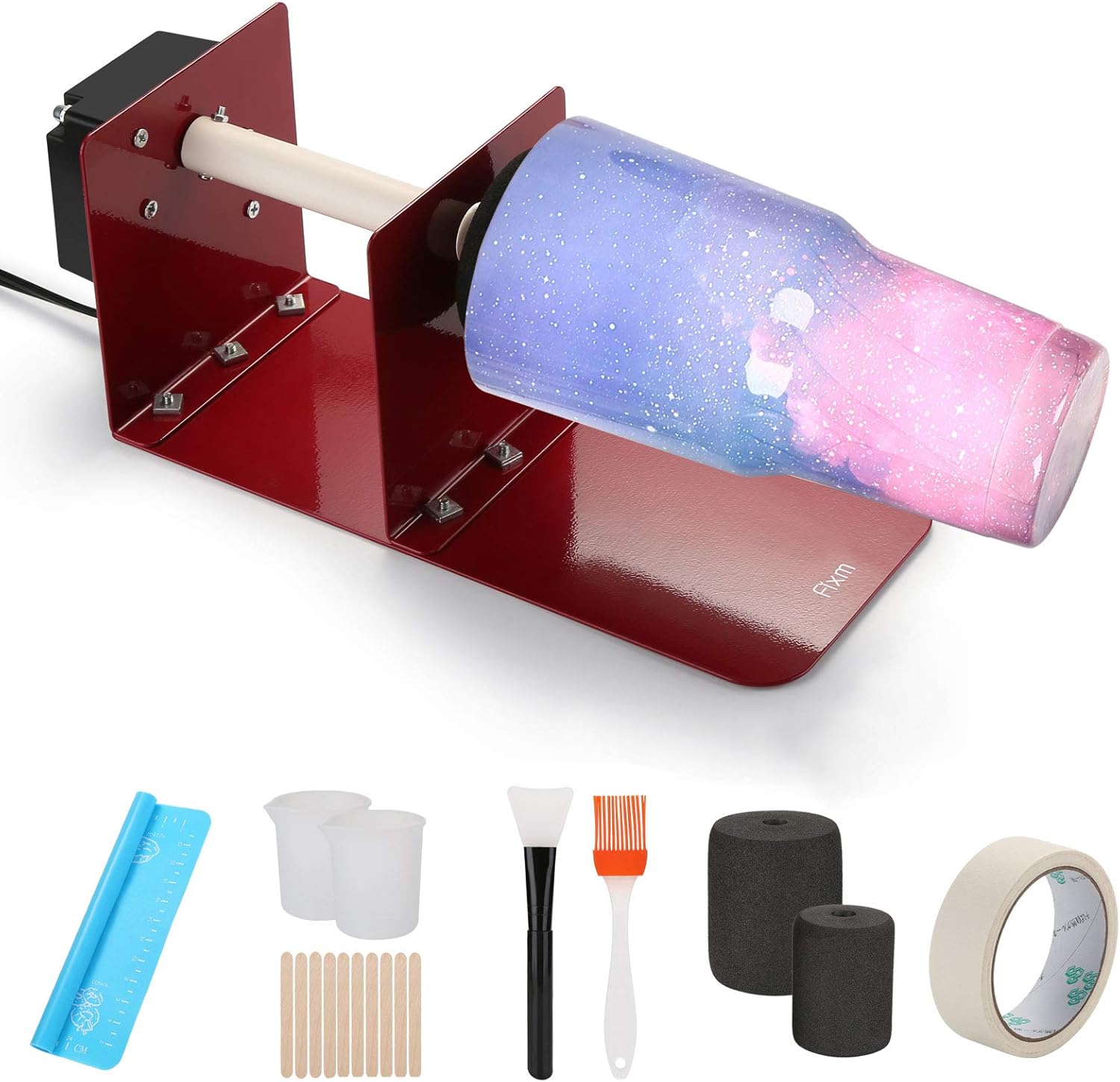 Cup Turner for Crafts Tumblers - Fixm Electric Cuptisserie Tumbler Spinner Machine with 2 Ways Rotation Silent Motor Cup Turner Kit for DIY Glitter Epoxy Crafts Tumbler by Simnuply