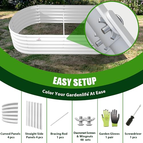 Galvanized Raised Garden Bed Oval Metal Planter Box for Vegetables Flowers U63502