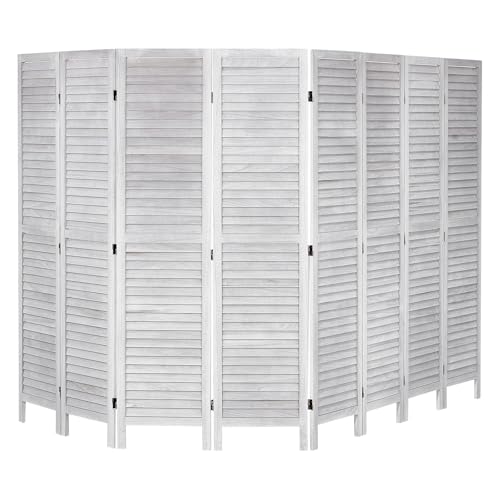 4 Panel Folding Wood Room Divider, 66.9 Inch Tall Privacy Screen I263