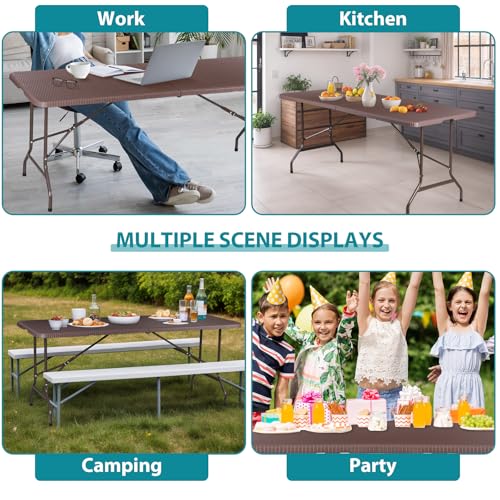 Portable 4 Foot Plastic Folding Table, Indoor Outdoor Heavy Duty, White Y15191