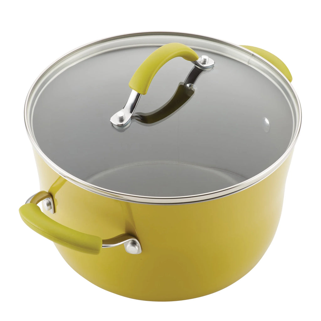 12 Piece Hard Porcelain Enamel Nonstick Pots and Pans, Lemongrass Green C889