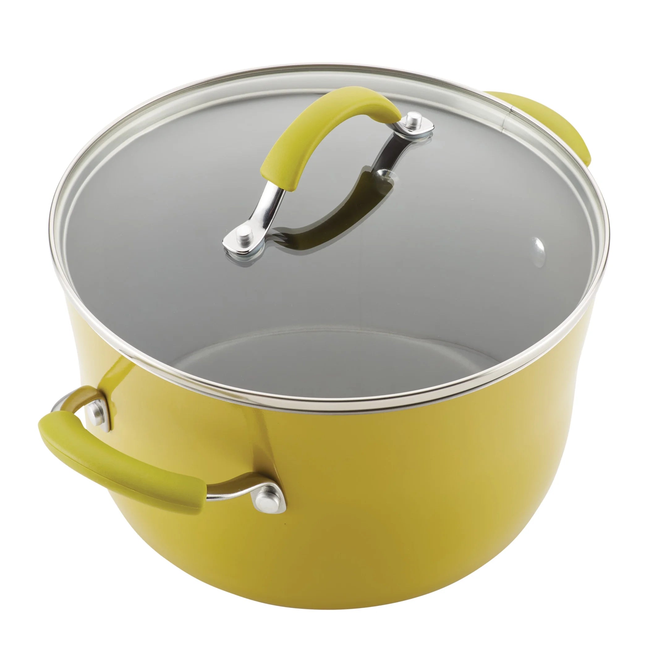 12 Piece Hard Porcelain Enamel Nonstick Pots and Pans, Lemongrass Green C889