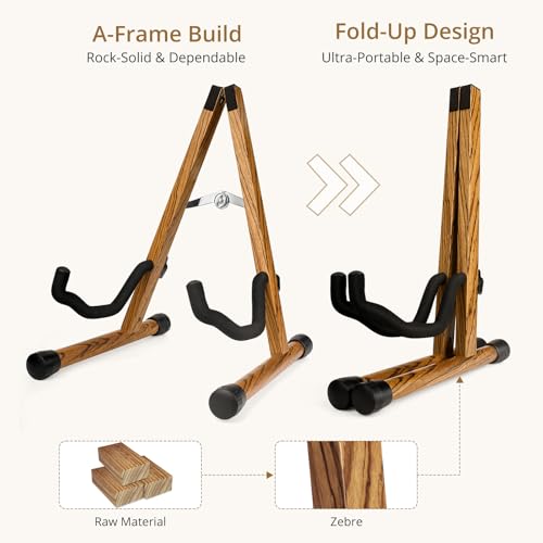 Wood Guitar Stand Foldable for Acoustic Electric Bass V5101