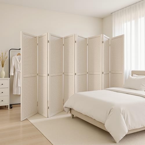 6 Panel Wooden Room Divider with Shelves P850285