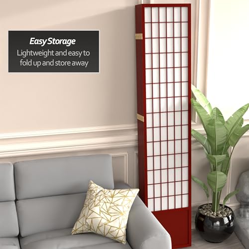 7 ft. Tall Window Pane Shoji Screen Room Divider, 3 Panels, White S15216