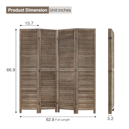 6 Panel Wood Room Divider Privacy Screen Freestanding White U13428