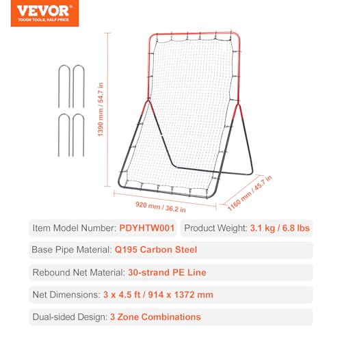 Baseball and Softball Rebounder Net with Pitching Target U4848