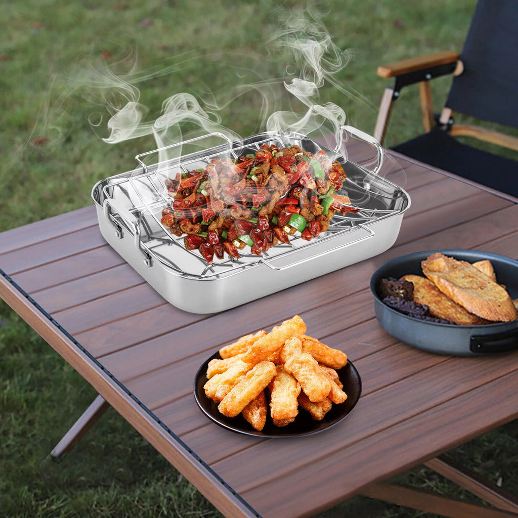 Stainless Steel Roasting Pan with Nonstick Rack, 16.5" x 12" I494