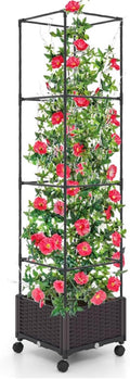 Raised Garden Bed Planter Box with Trellis for Climbing Plants Outdoor,67" Tomato Cage with Ties,Garden Obelisk Trellis for Indoor Potted Plants Vegetables Flower
