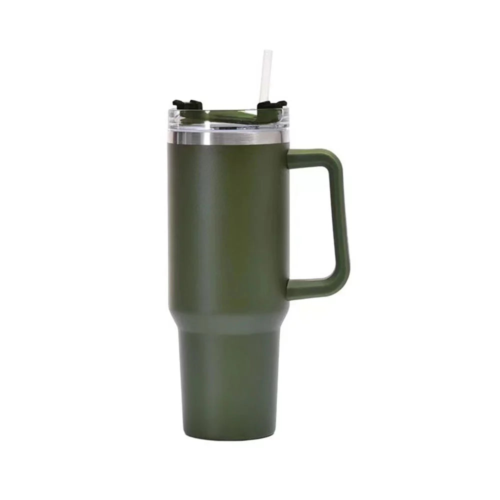 40 OZ Adventure Quencher Travel Tumbler with Straw, Stainless Steel Insulated Mug, Maintains Heat Cold Ice for Hours, for Coffee Beer Water Beverages ( Not Stanley )