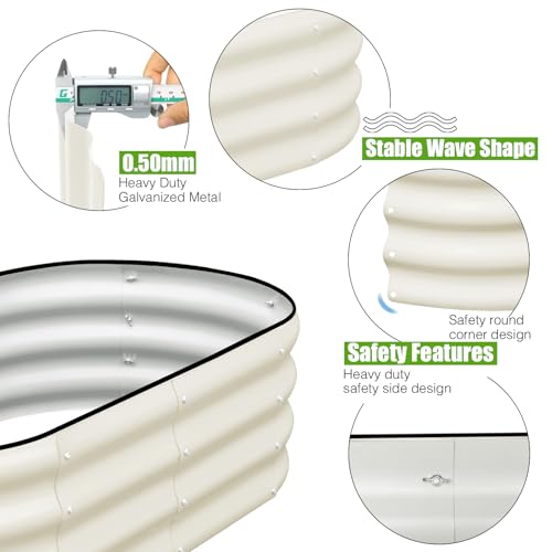 Galvanized Raised Garden Bed, 4x2x1ft Oval Metal Planter Box for Outdoor Plants Vegetables X93266
