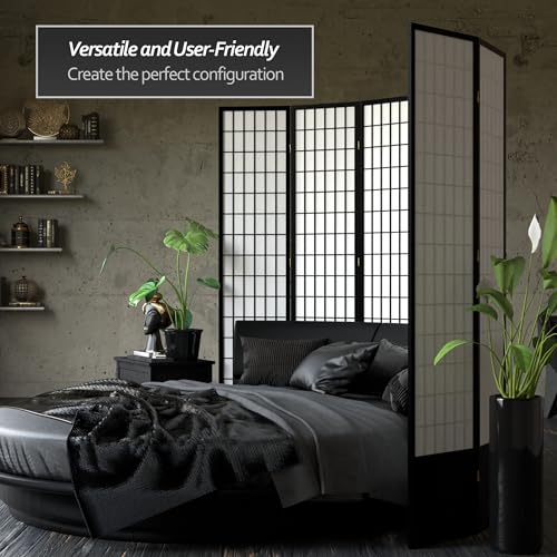 7 ft. Tall Window Pane Shoji Screen Room Divider, 3 Panels, White S15216