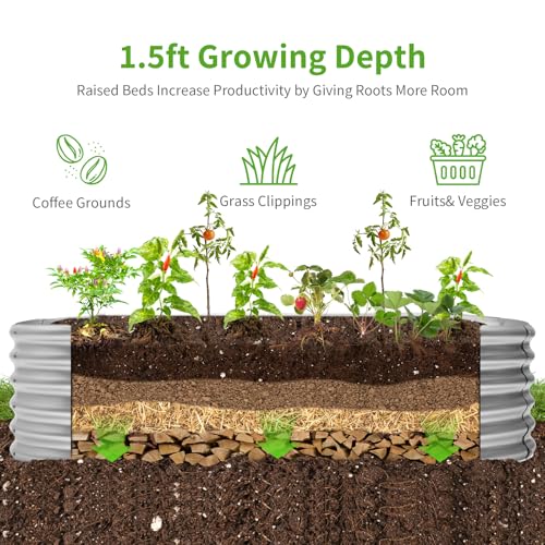 Galvanized Raised Garden Bed Kit 4x2x1.5ft Oval Metal Planter Box for Vegetables Outdoor V57489