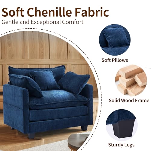 Chenille Lounge Chair with Ottoman, Beige, 1-Seat R52165