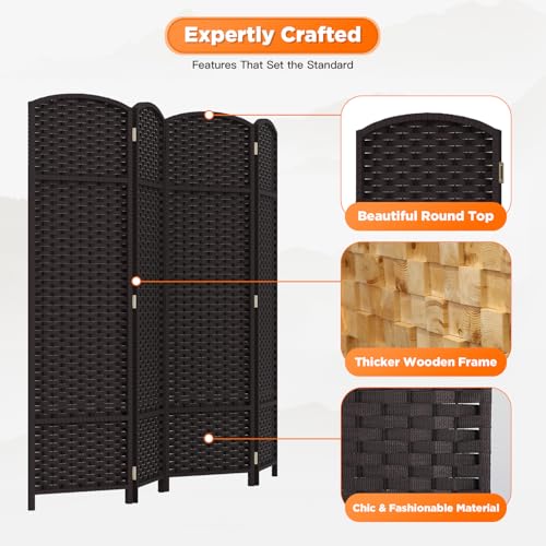 4 Panel Room Divider Screen 5.6 Ft Tall Folding Privacy Partition H959002