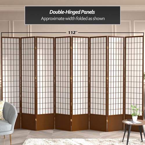 7 ft. Tall Window Pane Shoji Screen Room Divider, 3 Panels, White S15216