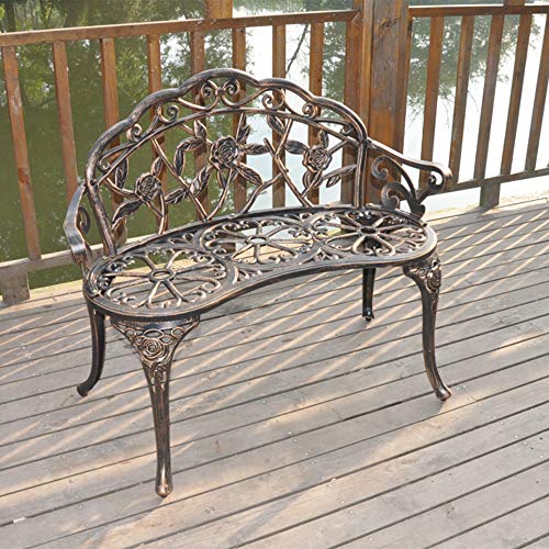 Outdoor Metal Rose Bench for Garden Patio Yard Decor Z65822