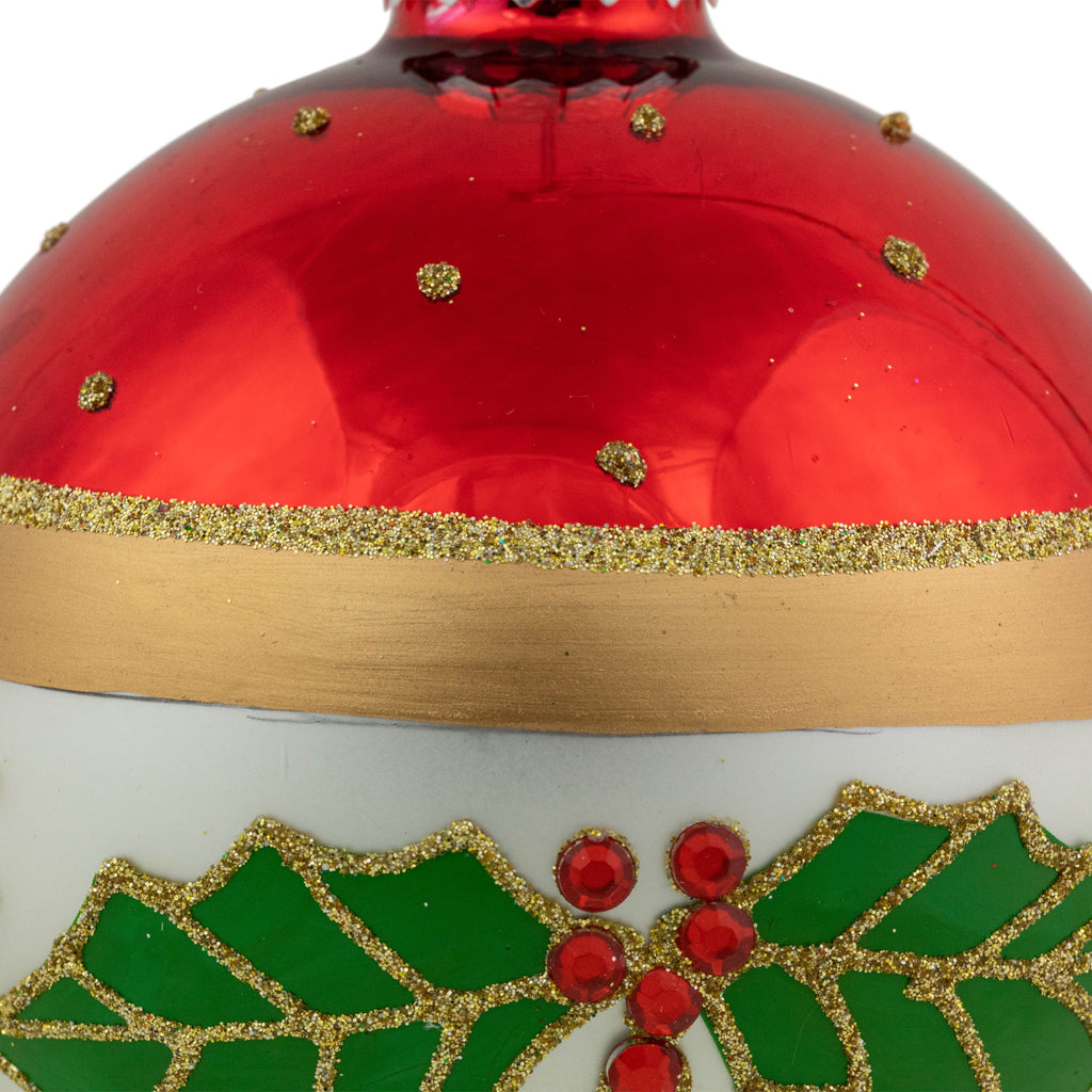 Set of 2 Glittered Christmas Glass Ball Ornaments 4" Z588069