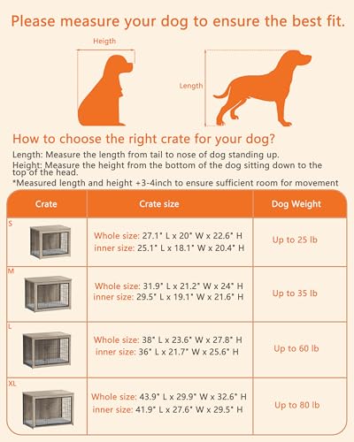 Dog Crate Furniture with Cushion, Heavy-Duty Metal Mesh, Wooden End Table with Double Doors, Indoor Kennel for Small Breed, Grey M3321