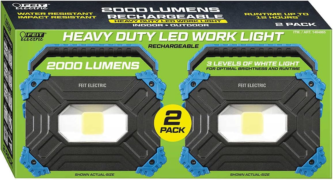LED Rechargeable Work Light, 2-pack J323487