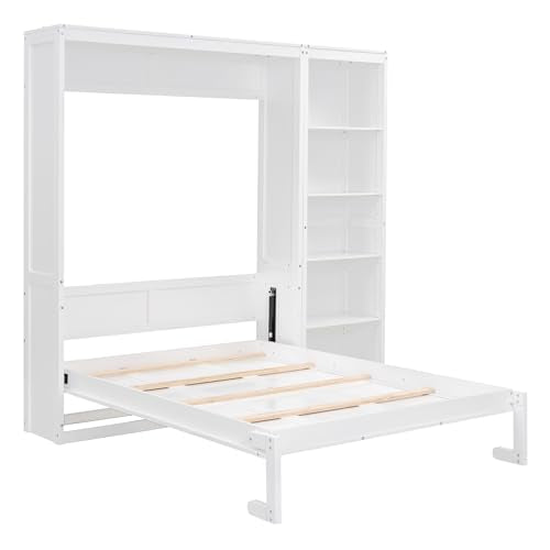 Queen Size Murphy Bed with Cabinet and LED Lights M1232