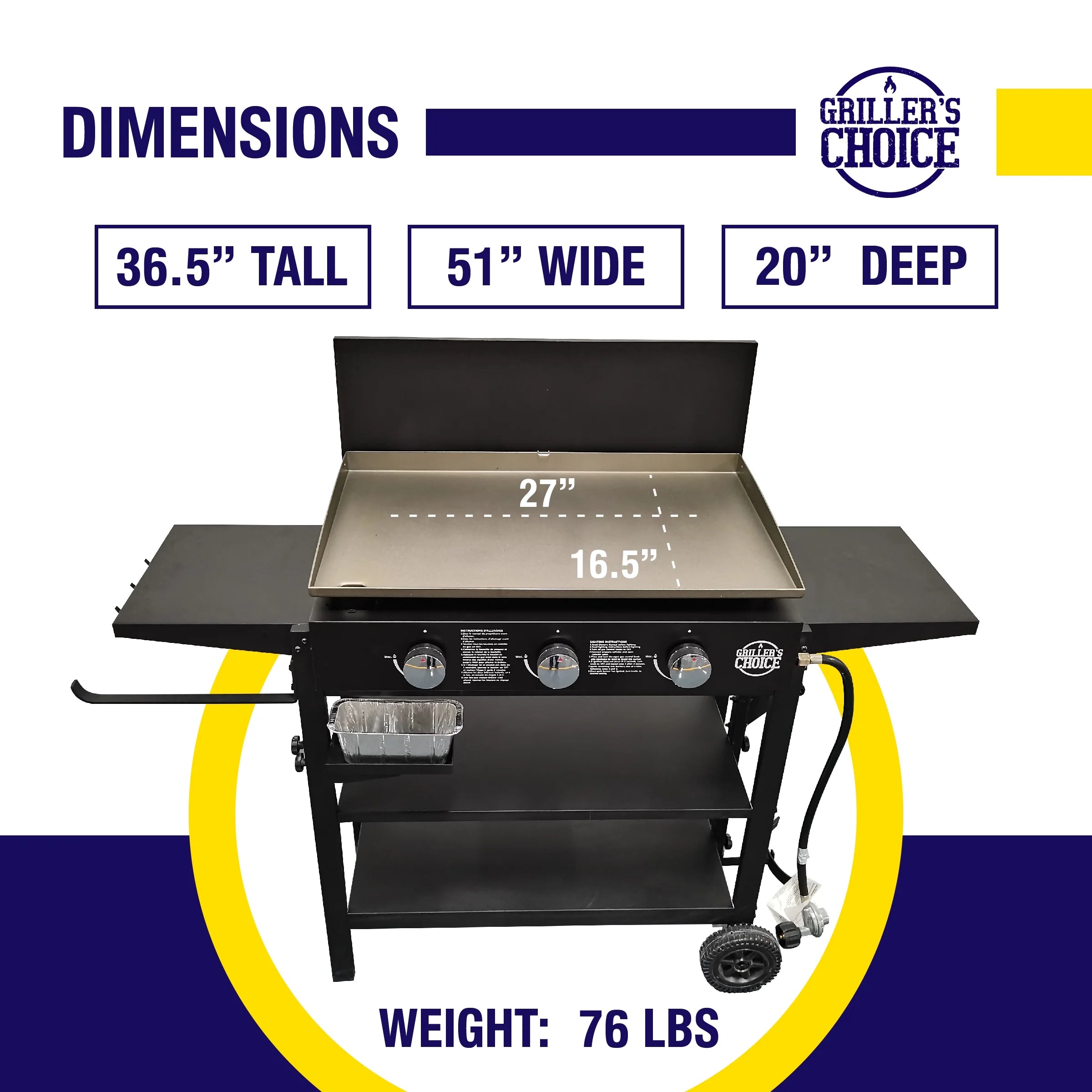 Outdoor Griddle Grill Propane Flat Top with Hood I6574