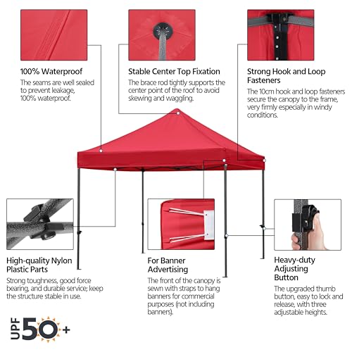 Heavy Duty Pop Up Canopy Tent 10x20 with Wheeled Carry Bag, White Q36763