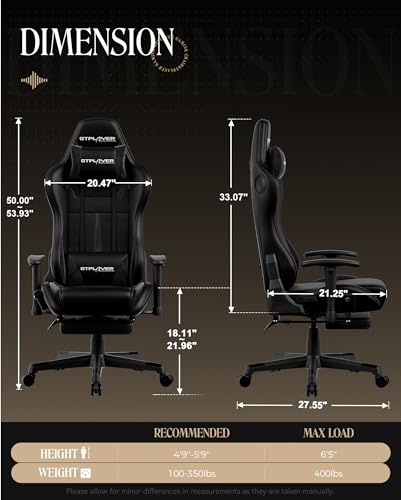 Gaming Chair with Speakers, Footrest, High Back Ergonomic Reclining B51631