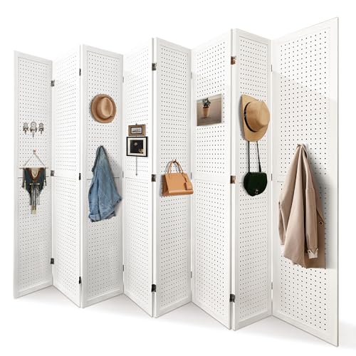 6 Panel Wooden Room Divider with Shelves P850285
