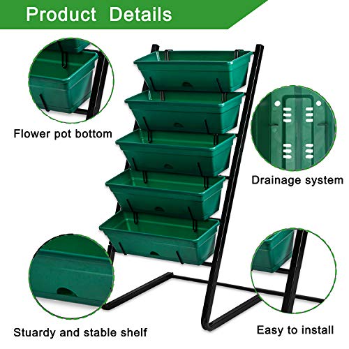 Vertical Garden Herb Raised Bed 4.5FT Freestanding Elevated Planters with 5 Container Boxes I128563
