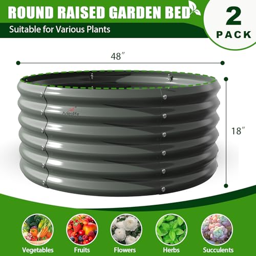 Galvanized Raised Garden Bed Oval Metal Planter Box for Vegetables Flowers U63502