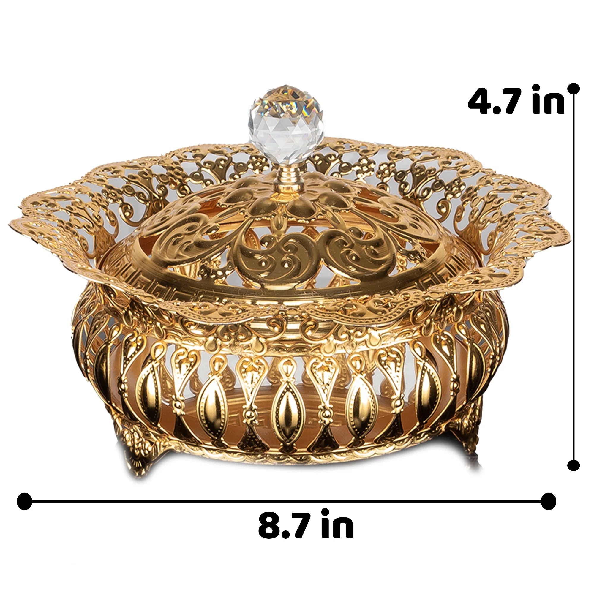 Gold Sugar Serving Bowl with Lid, Stainless Steel Decorative Candy Dish W359
