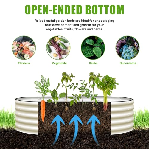 Galvanized Raised Garden Bed, 4x2x1ft Oval Metal Planter Box for Outdoor Plants Vegetables X93266