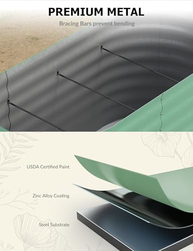 Galvanized Raised Garden Bed for Vegetables, Fruits and Flowers V33720