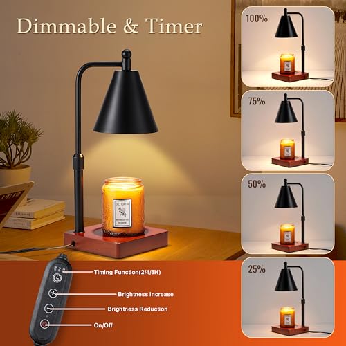 Candle Warmer Lamp with Timer and Dimmer, Adjustable Height, White Gold J260322