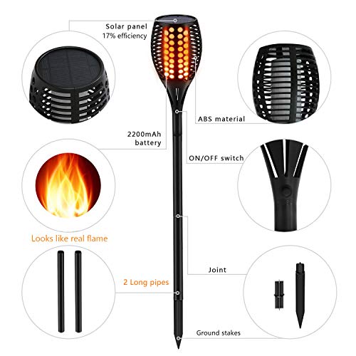 43" Flickering Flame Torch Lights Outdoor Waterproof for Yard Garden Pathway 4-Pack W755732