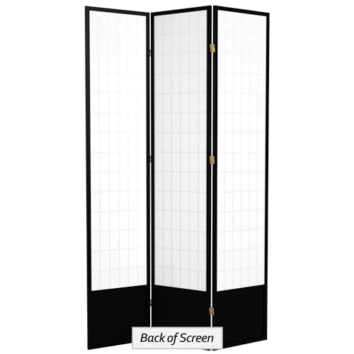 7 ft. Tall Window Pane Shoji Screen Room Divider, 3 Panels, White S15216