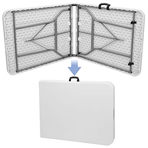 Portable 4 Foot Plastic Folding Table, Indoor Outdoor Heavy Duty, White Y15191
