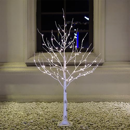 Lighted Birch Tree Set 4ft, 6ft and 8ft with Warm White LED Lights for Holiday Decor Y74695