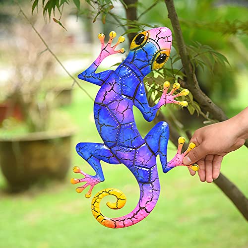 Metal Gecko Wall Art Handmade Glass Garden Decor H339922