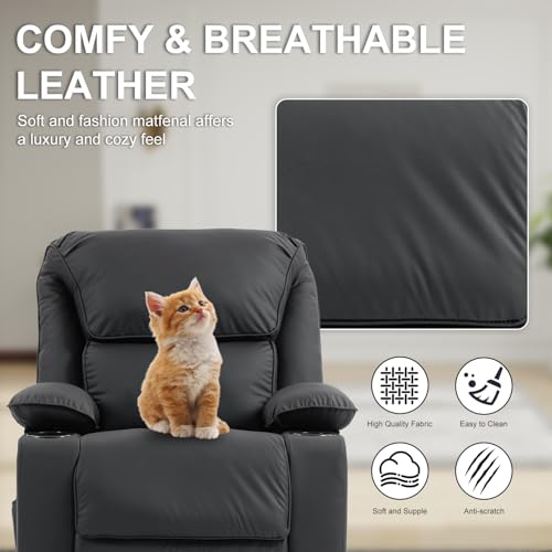 Massage Recliner Chair with Heat, Swivel Rocking, Cup Holders L468
