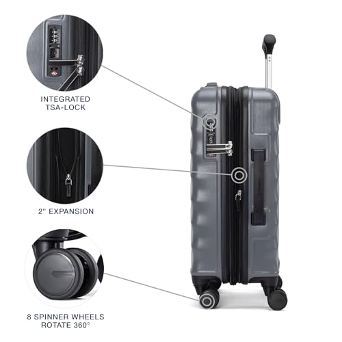 Hardside Expandable Carry-On Luggage with 8 Spinner Wheels and TSA Lock Q7052