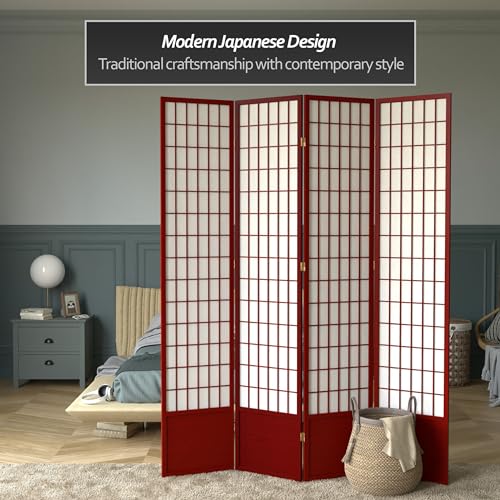 7 ft. Tall Window Pane Shoji Screen Room Divider, 3 Panels, White S15216