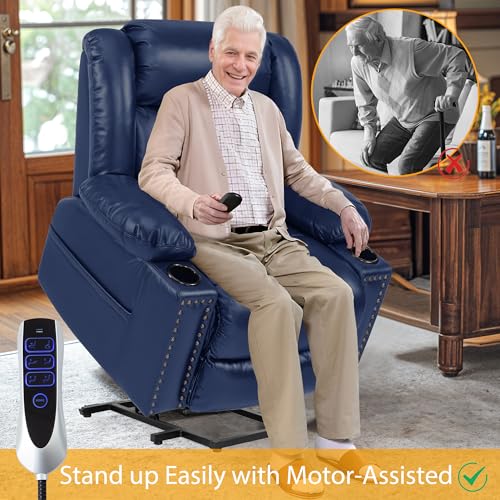 Large Power Lift Recliner Chair for Elderly with Heat and Massage, USB Port, Dark Brown O650