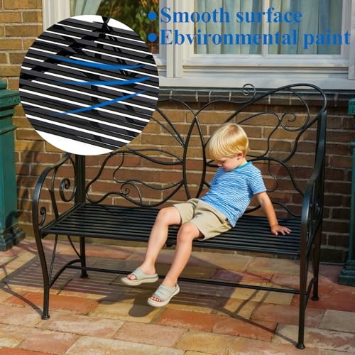 Outdoor Garden Bench Cast Iron with Armrests Y884