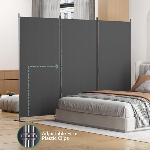 8-Panel 6 ft Tall Indoor Folding Room Divider, Portable Privacy Screen, Freestanding Partition, Dark Grey G253901