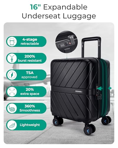 Carry On Luggage 22x14x9 with TSA Lock, Hardside Spinner Suitcase 20 Inch J7440