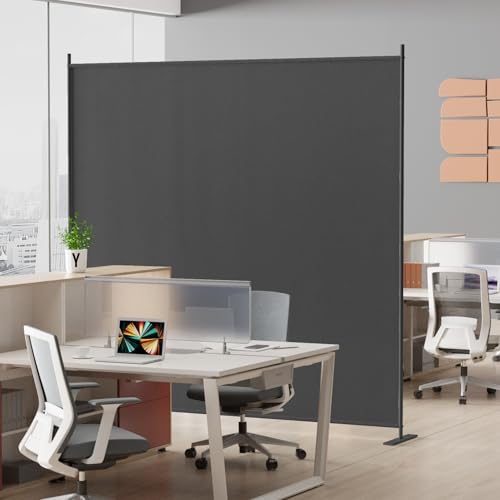 8-Panel 6 ft Tall Indoor Folding Room Divider, Portable Privacy Screen, Freestanding Partition, Dark Grey G253901