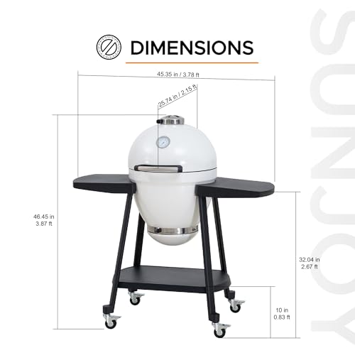 Charcoal Kamado Grill with Pizza Stone and Wheels Y970299